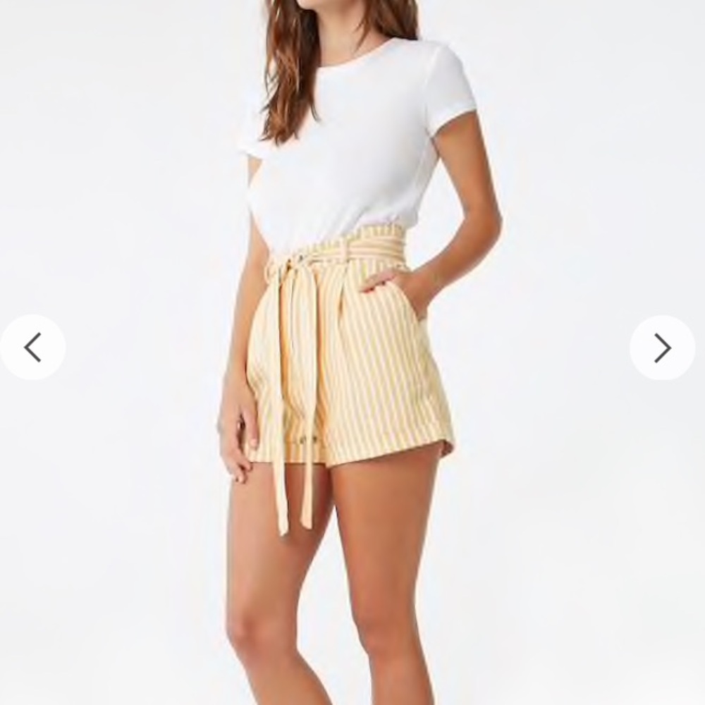NWT Stripped Paper Bag Shorts